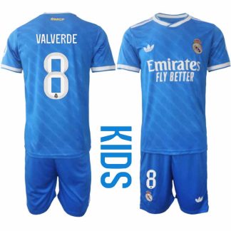 Real Madrid Federico Valverde #8 Barn Tredjeställ 2025-26 Tröja + Shorts