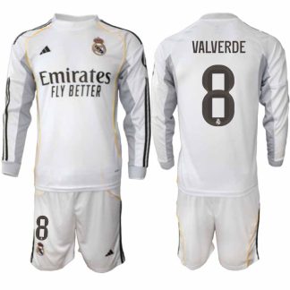 Real Madrid Federico Valverde #8 Herr Långärmad Hemmaställ 2025/26 Tröja + Shorts
