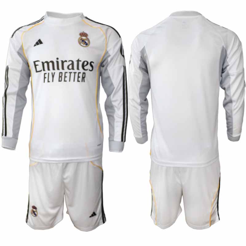 Real Madrid Herr Långärmad Hemmaställ 2025/26 Tröja + Shorts