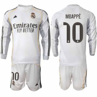 Real Madrid Kylian Mbappé #10 Herr Långärmad Hemmaställ 2025/26 Tröja + Shorts