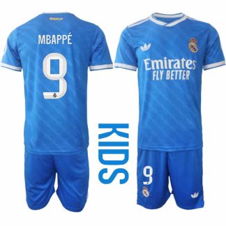 Real Madrid Kylian Mbappé #9 Barn Tredjeställ 2025-26 Tröja + Shorts