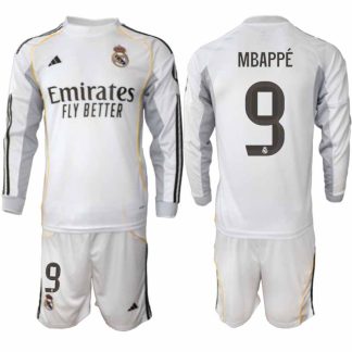 Real Madrid Kylian Mbappé #9 Herr Långärmad Hemmaställ 2025/26 Tröja + Shorts