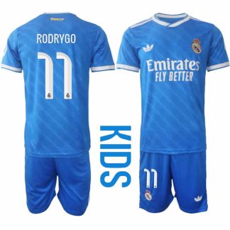 Real Madrid Rodrygo #11 Barn Tredjeställ 2025-26 Tröja + Shorts