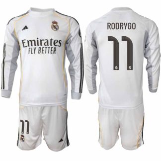 Real Madrid Rodrygo #11 Herr Långärmad Hemmaställ 2025/26 Tröja + Shorts