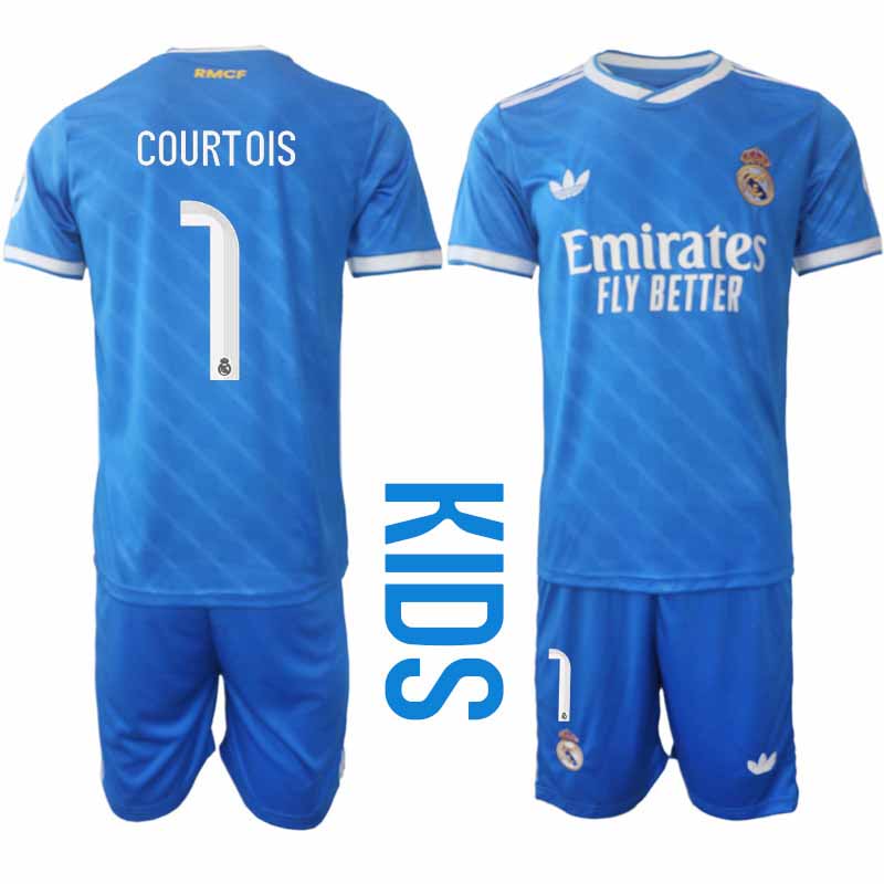 Real Madrid Thibaut Courtois #1 Barn Tredjeställ 2025-26 Tröja + Shorts