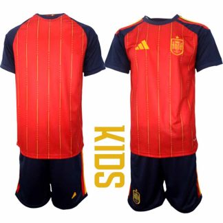 Spanien 2026 VM Hemmaställ Barn Kortärmad Fotbollströja + Shorts
