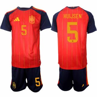 Spanien 2026 VM Hemmaställ Herr Dean Huijsen #5 Kortärmad Fotbollströja + Shorts