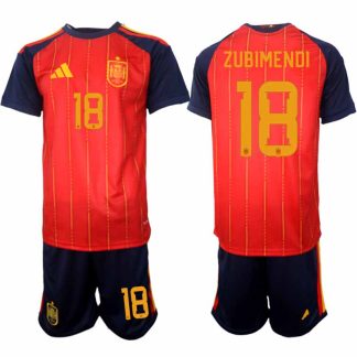 Spanien 2026 VM Hemmaställ Herr Mikel Zubimendi #18 Kortärmad Fotbollströja + Shorts