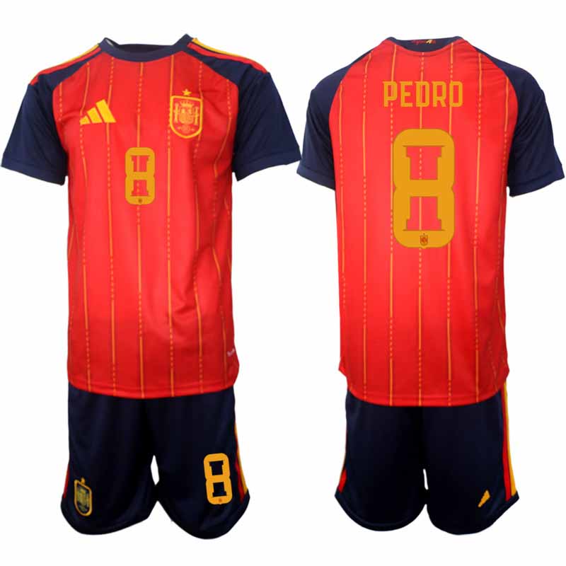 Spanien 2026 VM Hemmaställ Herr Pedro #8 Kortärmad Fotbollströja + Shorts