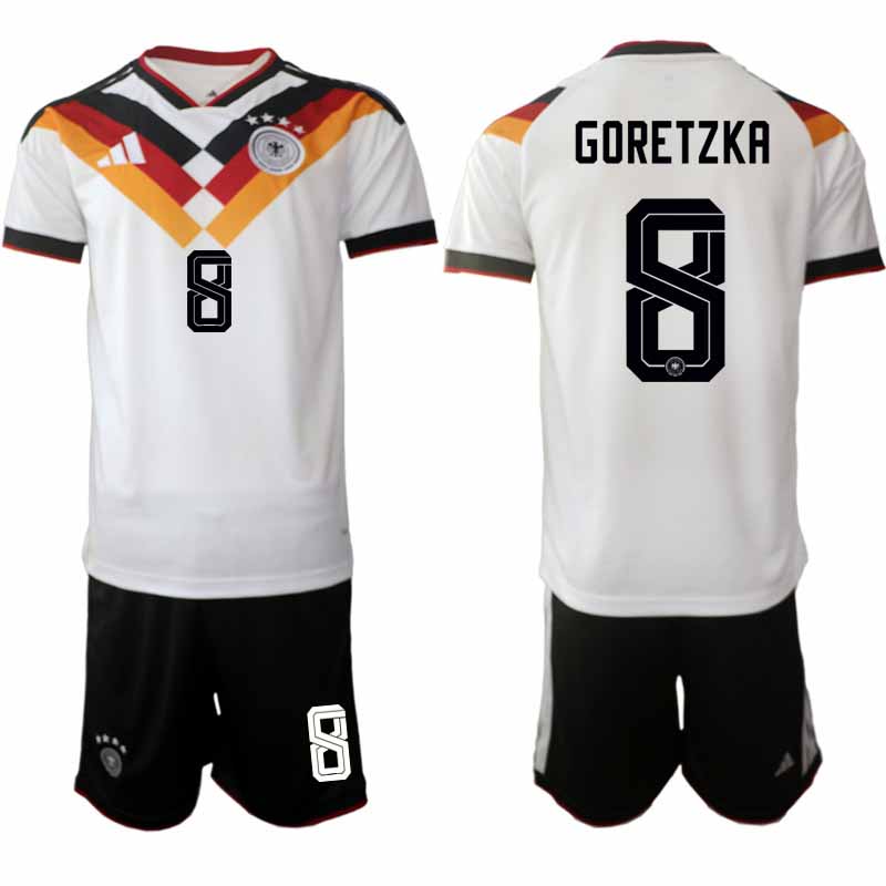 Tyskland 2026 VM Hemmaställ Herr Leon Goretzka #8 Kortärmad Tröja + Shorts