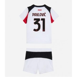 AC Milan 2025/26 Bortatröja Barn Set – Strahinja Pavlović #31 Kortärmad Fotbollströja med Shorts