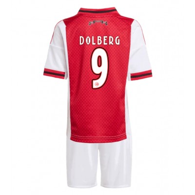 Ajax 2025/26 Hemmatröja Barn Set – Kasper Dolberg #9 Kortärmad Fotbollströja med Shorts