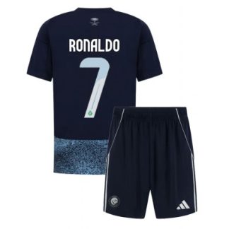 Al-Nassr 2025/26 Bortatröja Barn Set – Cristiano Ronaldo #7 Kortärmad Fotbollströja med Shorts