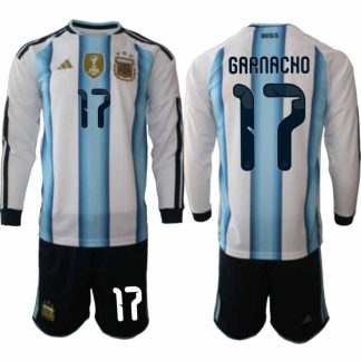 Argentina VM 2026 Hemmaställ Herr Alejandro Garnacho #17 Långärmad Fotbollströja + Shorts