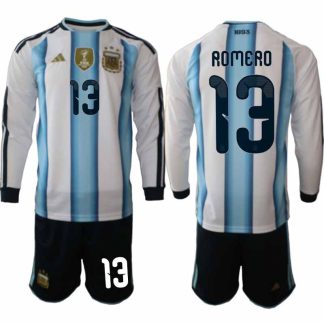 Argentina VM 2026 Hemmaställ Herr Cristian Romero #13 Långärmad Fotbollströja + Shorts