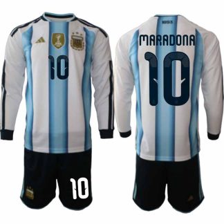 Argentina VM 2026 Hemmaställ Herr Diego Maradona #10 Långärmad Fotbollströja + Shorts