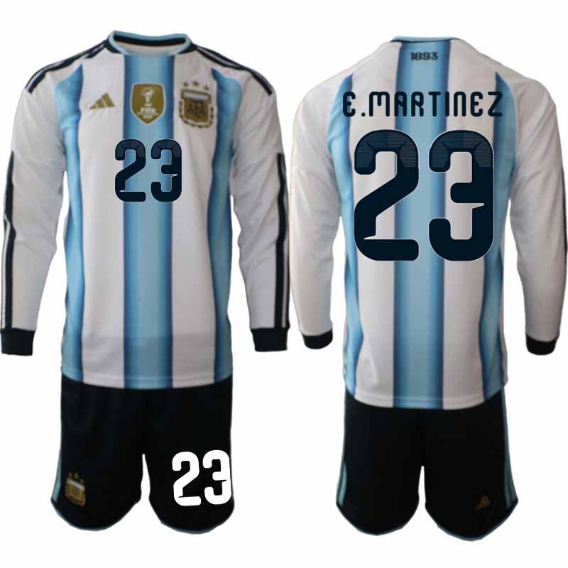 Argentina VM 2026 Hemmaställ Herr Emiliano Martínez #23 Långärmad Fotbollströja + Shorts