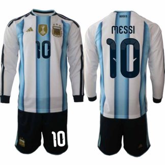 Argentina VM 2026 Hemmaställ Herr Lionel Messi #10 Långärmad Fotbollströja + Shorts
