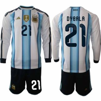 Argentina VM 2026 Hemmaställ Herr Paulo Dybala #21 Långärmad Fotbollströja + Shorts