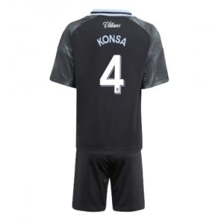 Aston Villa 2025/26 Bortatröja Barn Set – Ezri Konsa #4 Kortärmad Fotbollströja med Shorts