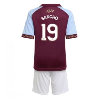 Aston Villa 2025/26 Hemmatröja Barn Set – Jadon Sancho #19 Kortärmad Fotbollströja med Shorts