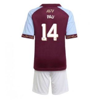 Aston Villa 2025/26 Hemmatröja Barn Set – Pau Torres #14 Kortärmad Fotbollströja med Shorts