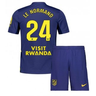 Atlético Madrid Bortaställ 2025/26 Barn Robin Le Normand #24 Kortärmad Fotbollströja + Shorts