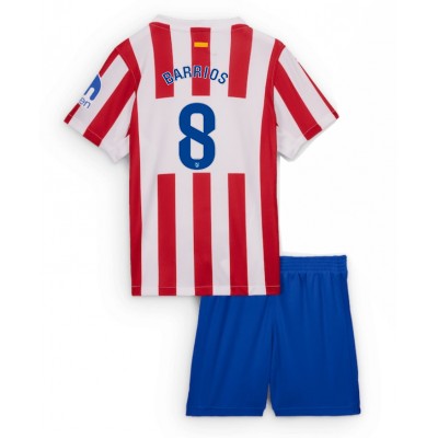 Atlético Madrid Hemmaställ 2025/26 Barn Pablo Barrios #8 Kortärmad Fotbollströja + Shorts