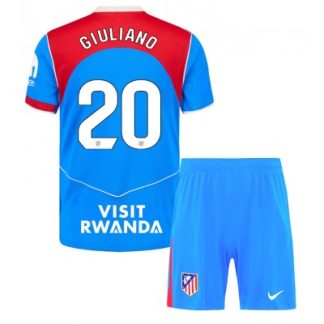 Atlético Madrid Tredjeställ 2025/26 Barn Giuliano Simeone #20 Kortärmad Fotbollströja + Shorts