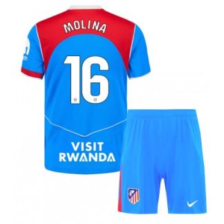 Atlético Madrid Tredjeställ 2025/26 Barn Nahuel Molina #16 Kortärmad Fotbollströja + Shorts