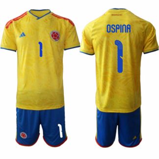 Colombia VM 2026 Hemmaställ Herr David Ospina #1 Fotbollströja Kortärmad + Shorts
