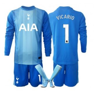 Guglielmo Vicario #1 Tottenham Hotspur Målvakt Bortaställ 2025/26 Barn Blå Långärmad + Shorts