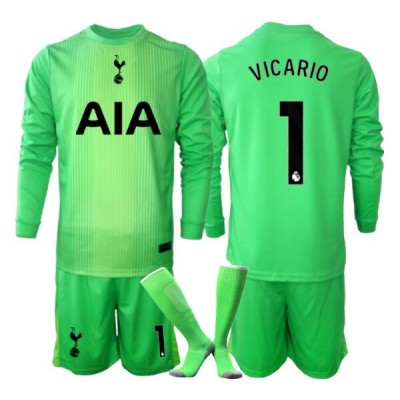 Guglielmo Vicario #1 Tottenham Hotspur Målvakt Hemmaställ 2025/26 Barn Grön Långärmad + Shorts