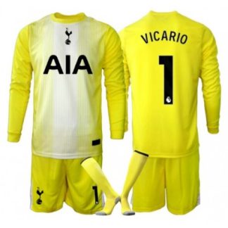 Guglielmo Vicario #1 Tottenham Hotspur Målvakt Tredjeställ 2025/26 Barn Gul Långärmad + Shorts