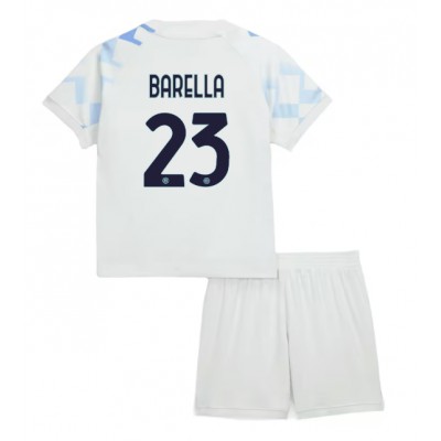 Inter Milan 2025/26 Bortatröja Barn Set – Nicolò Barella #23 Kortärmad Fotbollströja med Shorts