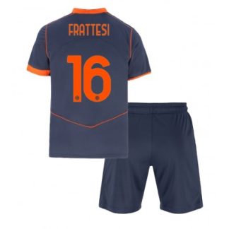 Inter Milan 2025/26 Tredjetröja Barn Set – Davide Frattesi #16 Kortärmad Fotbollströja med Shorts