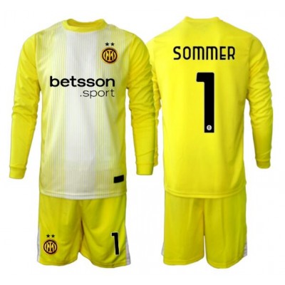 Inter Milan Yann Sommer #1 Målvaktsställ Borta Barn 2025-26 Gul Långärmad + Shorts