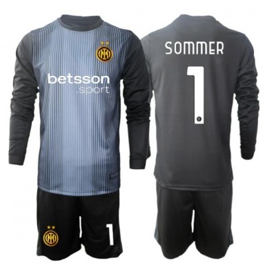 Inter Milan Yann Sommer #1 Målvaktsställ Hemma Barn 2025-26 Svart Långärmad + Shorts