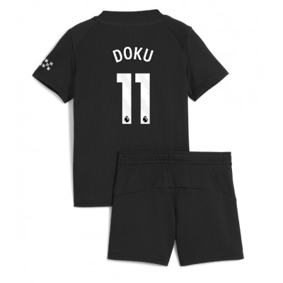 Manchester City Bortaställ 2025/26 Barn Jérémy Doku #11 Kortärmad Fotbollströja + Shorts