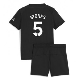 Manchester City Bortaställ 2025/26 Barn John Stones #5 Kortärmad Fotbollströja + Shorts