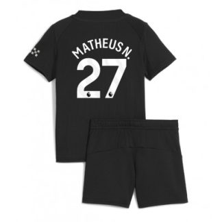Manchester City Bortaställ 2025/26 Barn Matheus Nunes #27 Kortärmad Fotbollströja + Shorts