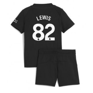 Manchester City Bortaställ 2025/26 Barn Rico Lewis #82 Kortärmad Fotbollströja + Shorts