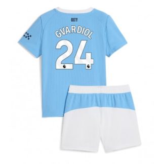 Manchester City Hemmaställ 2025/26 Barn Joško Gvardiol #24 Kortärmad Fotbollströja + Shorts