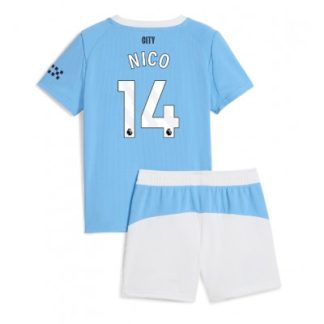 Manchester City Hemmaställ 2025/26 Barn Nico González #14 Kortärmad Fotbollströja + Shorts
