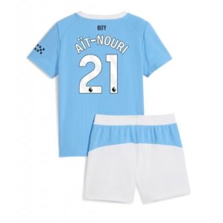 Manchester City Hemmaställ 2025/26 Barn Rayan Aït-Nouri #21 Kortärmad Fotbollströja + Shorts