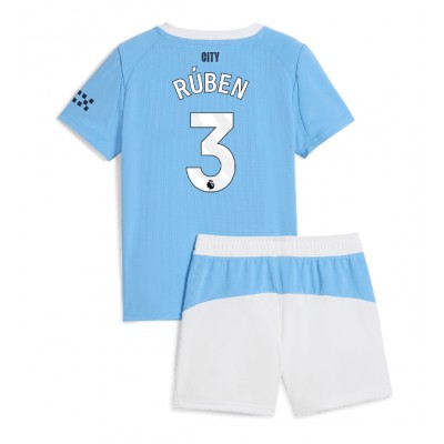 Manchester City Hemmaställ 2025/26 Barn Rúben Dias #3 Kortärmad Fotbollströja + Shorts