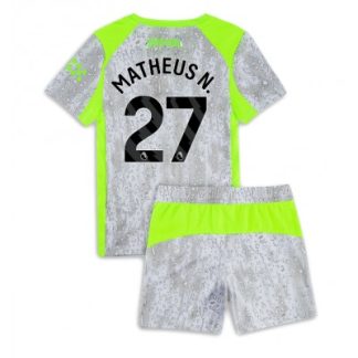 Manchester City Tredjeställ 2025/26 Barn Matheus Nunes #27 Kortärmad Fotbollströja + Shorts