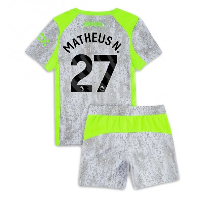 Manchester City Tredjeställ 2025/26 Barn Matheus Nunes #27 Kortärmad Fotbollströja + Shorts