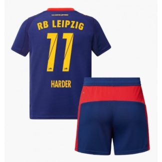 RB Leipzig 2025/26 Bortatröja Barn Set – Conrad Harder #11 Kortärmad Fotbollströja med Shorts