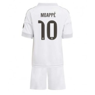 Real Madrid Hemmatröja 2025–26 Barn Set – Kylian Mbappé #10 Kortärmad Fotbollströja med Shorts